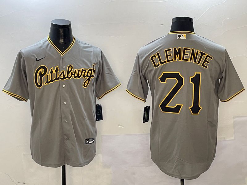 Men Pittsburgh Pirates #21 Clemente Grey Game Nike 2025 MLB Jersey style 1->pittsburgh pirates->MLB Jersey